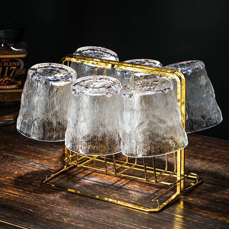 网红玻璃杯泡茶杯咖啡杯磨砂啤酒杯洋酒杯树纹杯冰川纹杯喝水杯子