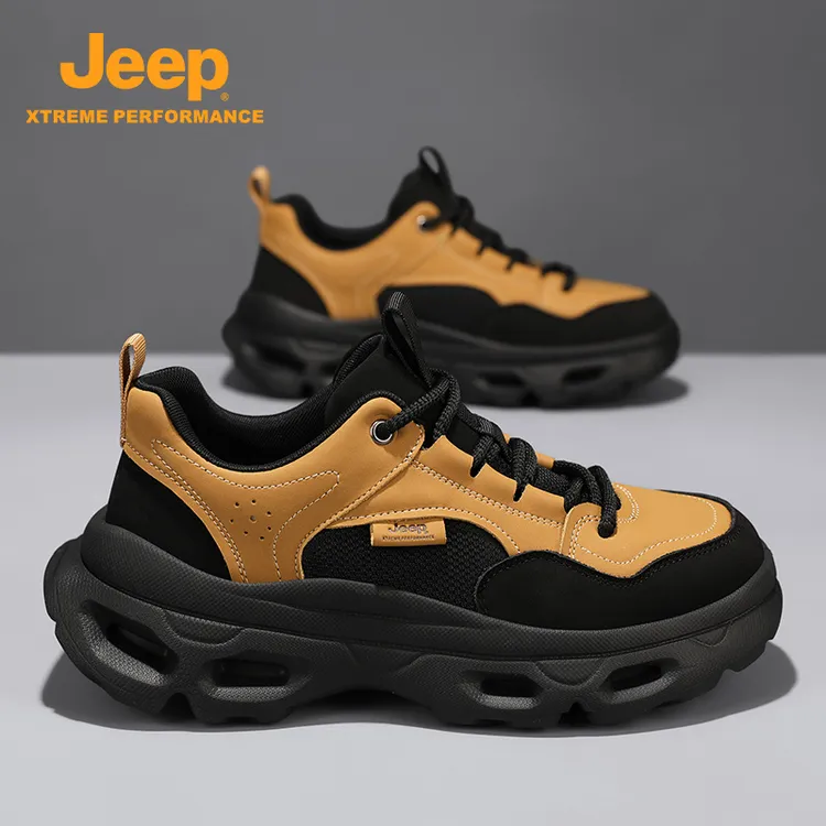 jeep吉普男鞋厚底百搭工装休闲潮鞋子2025秋季新款男士增高老爹鞋