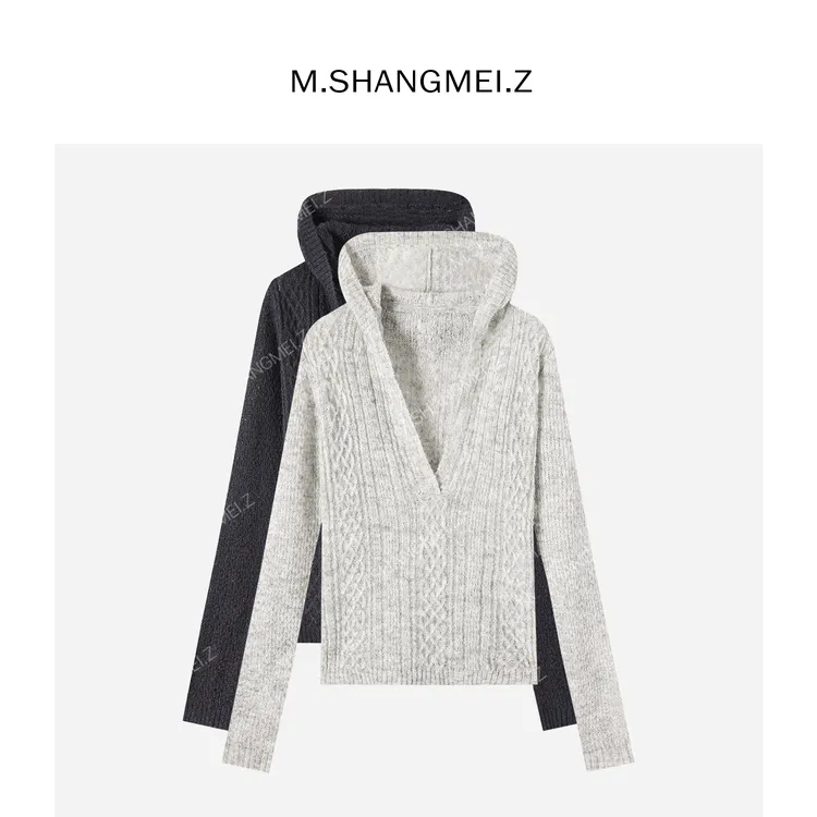 M.SHANGMEI.Z/沐熙【绒感风尚】美大哥保暖麻花带帽毛衣X10M2163