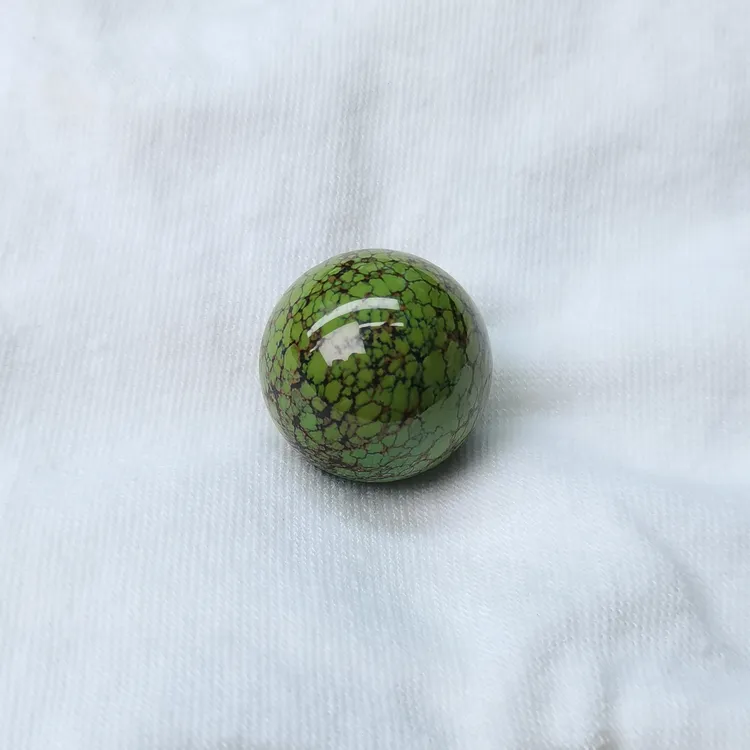 原矿高瓷绿松石菜籽绿网花圆珠 直径18.9MM 重9.8g