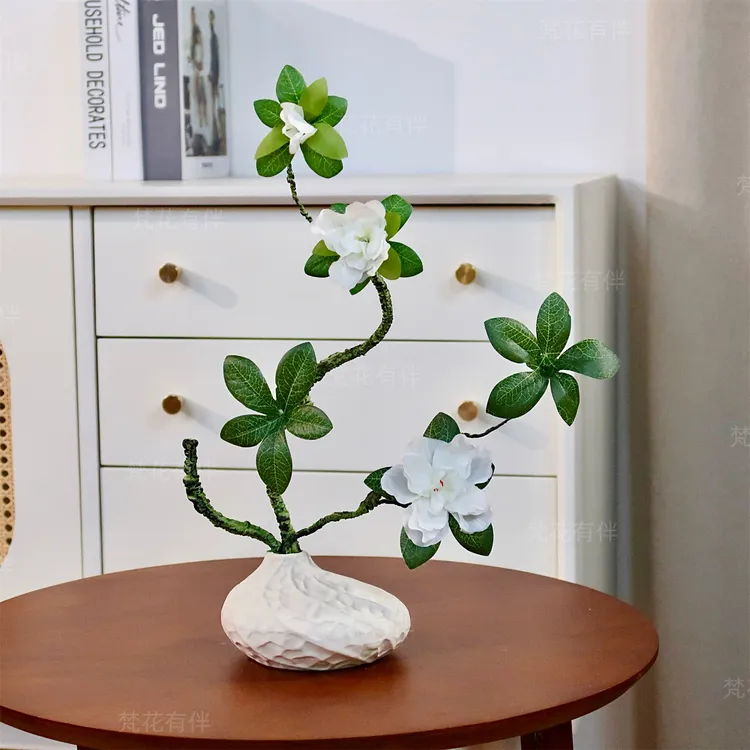 栀子花仿真花轻奢摆设茶几客厅餐桌鞋柜边柜装饰花艺家居摆件套装