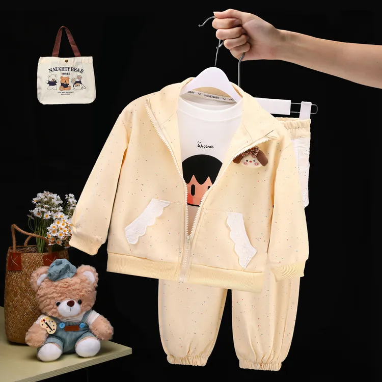 女童套装秋季新款儿童时尚休闲运动款秋装一岁宝宝外出服三件套装