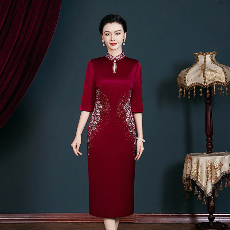 （三醋酸）喜婆婆婚宴装2025款妈妈装婚宴礼服旗袍中年结婚婚礼喜