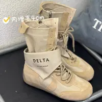增高4cm~ 废土风三角巾绑带中筒拳击靴女新款小众ins潮薄款女短靴