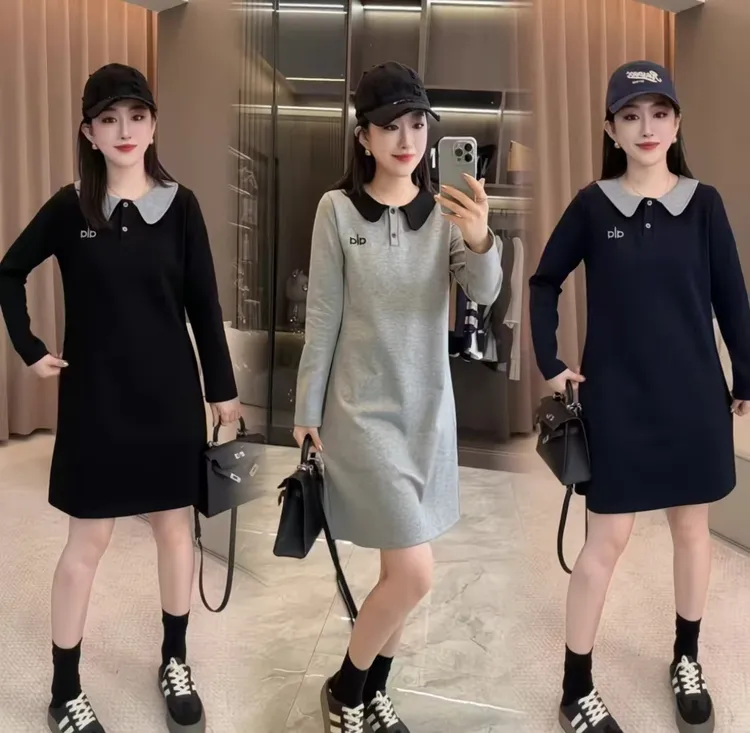 韩版轻奢风POLO领高品质2025早秋新款时尚闲时尚气质减龄连衣裙女