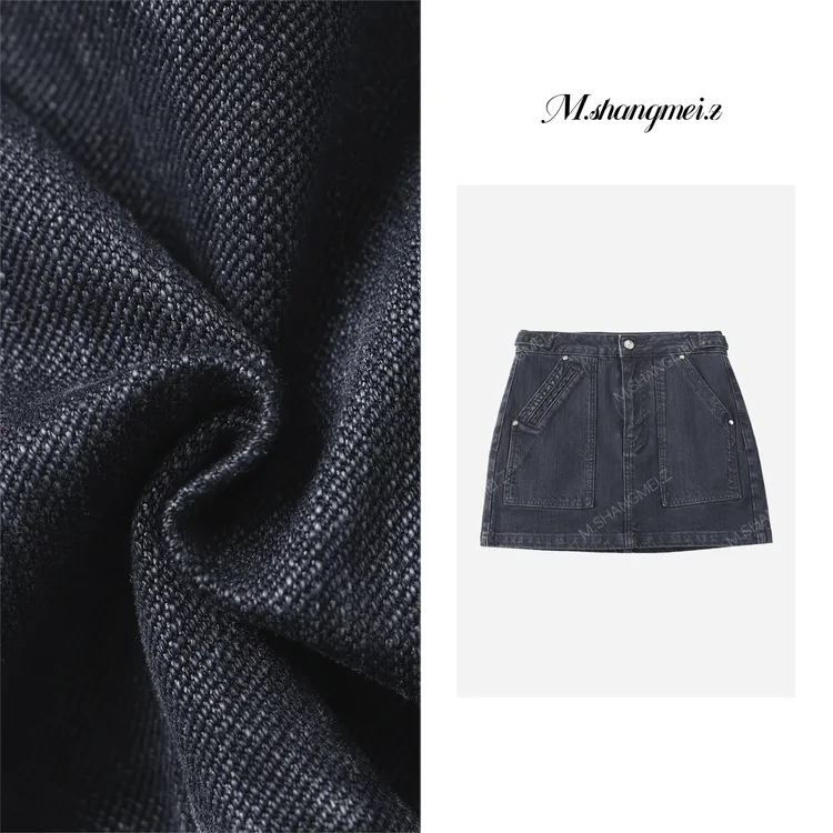 M.SHANGMEI.Z/沐熙【耳畔牛仔】美大哥气质显瘦牛仔半身裙X089603