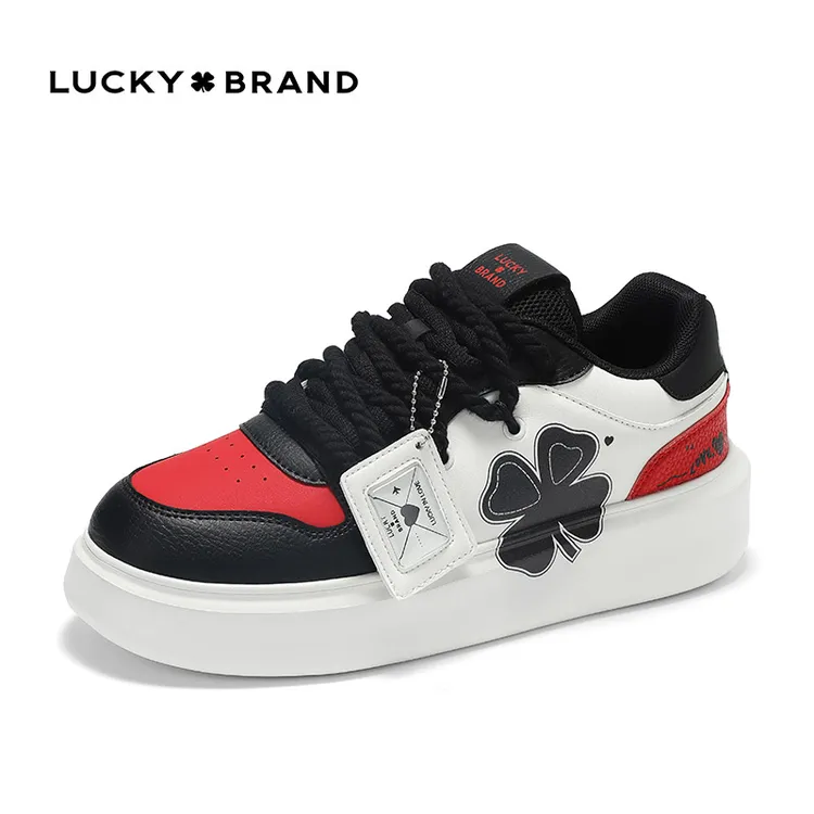 LuckyBrand四叶草秋季新款透气女鞋潮流情侣小白鞋百搭男士厚底鞋