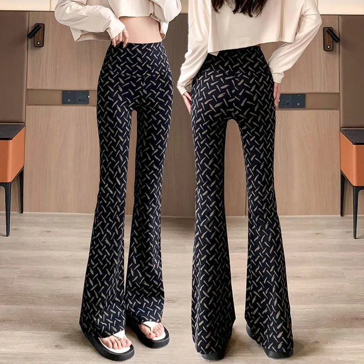 微喇叭鲨鱼裤女秋季新款流行网红洋气薄款弹力外穿瑜伽休闲长裤子