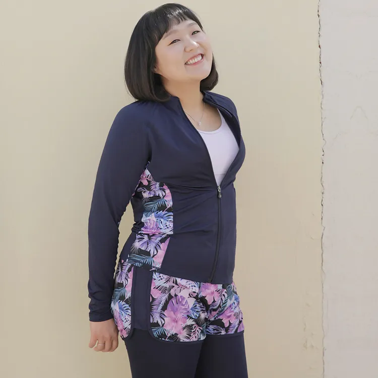 大码女士防晒泳衣保守长袖分运动长裤速干潜水服冲浪浮潜游泳衣