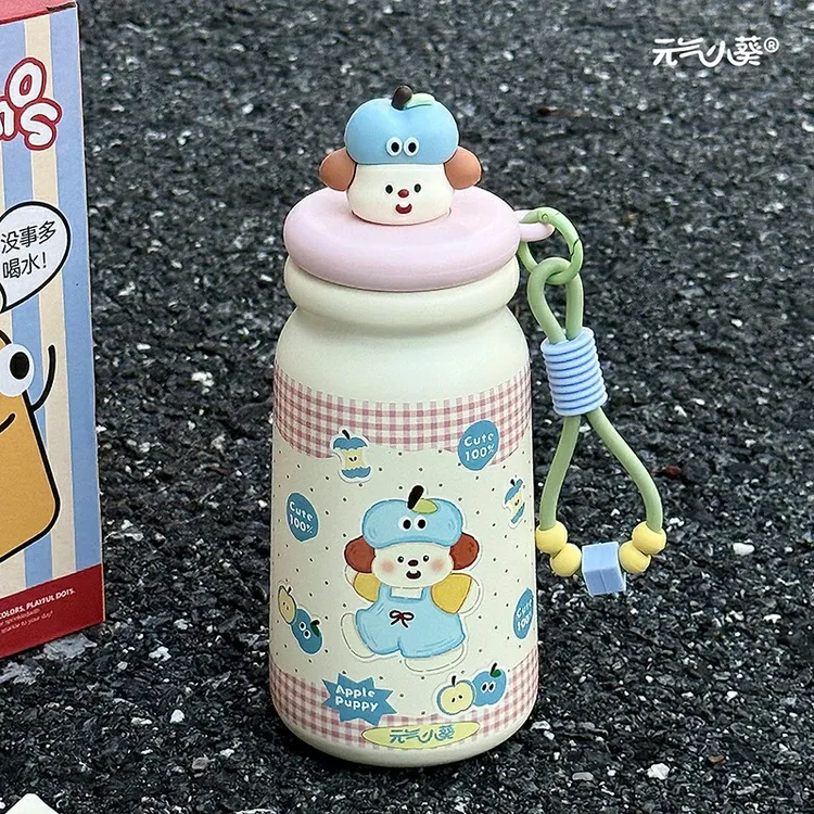 高颜值可爱苹果小狗保温杯316不锈钢2025新款大容量便携独立茶仓