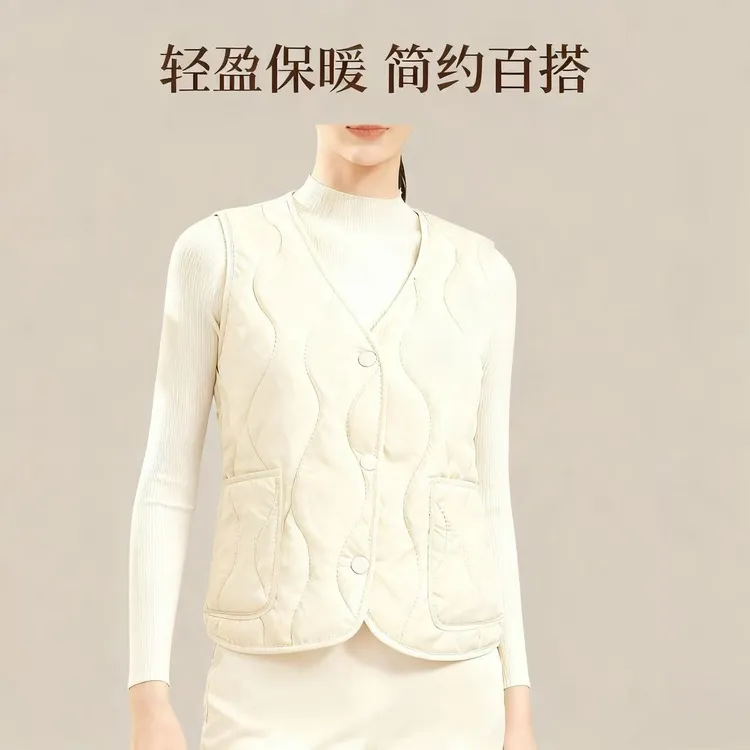 新款马甲V领坎肩内胆无袖单排扣短款修身型女士宽松时尚显瘦LL001