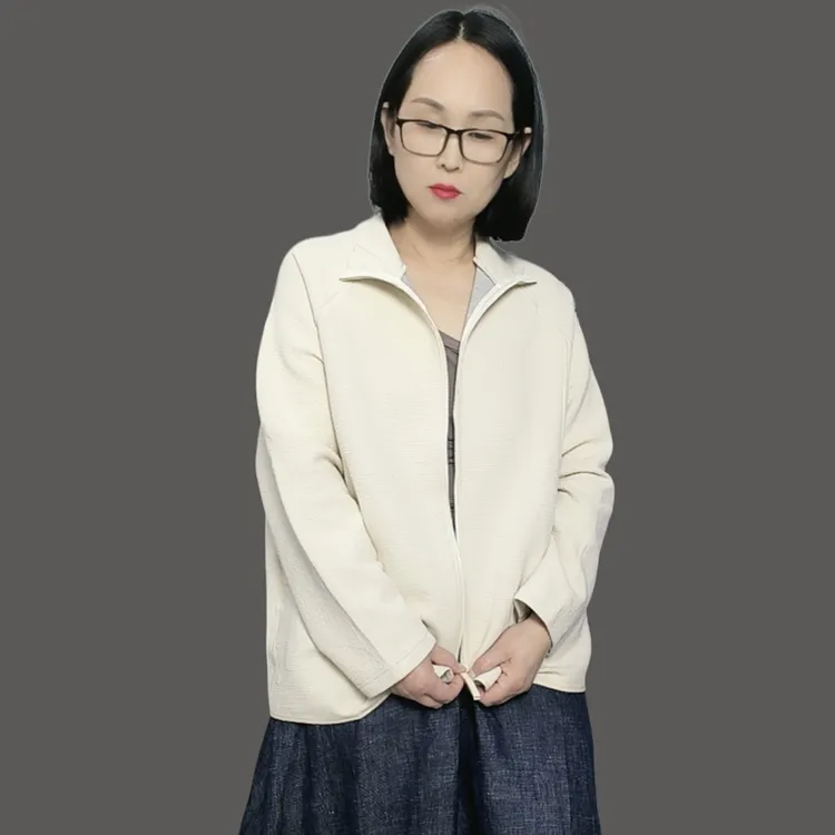 春秋新款肌理空气层棉立领外套微弹显瘦减龄百搭休闲小外套