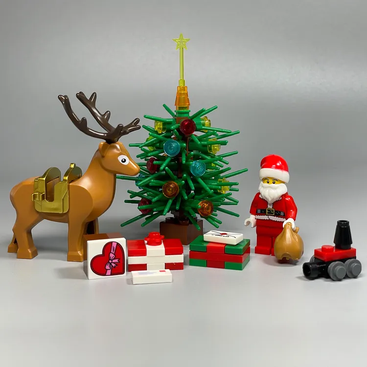  MOC小颗粒积木玩具圣诞节平安夜礼物圣诞老人麋鹿雪橇圣诞树雪人