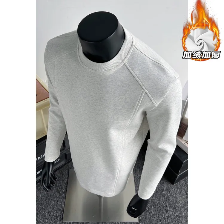 320克加绒打底衫男士正肩长袖t恤冬季加厚保暖内搭曼巴棉圆领