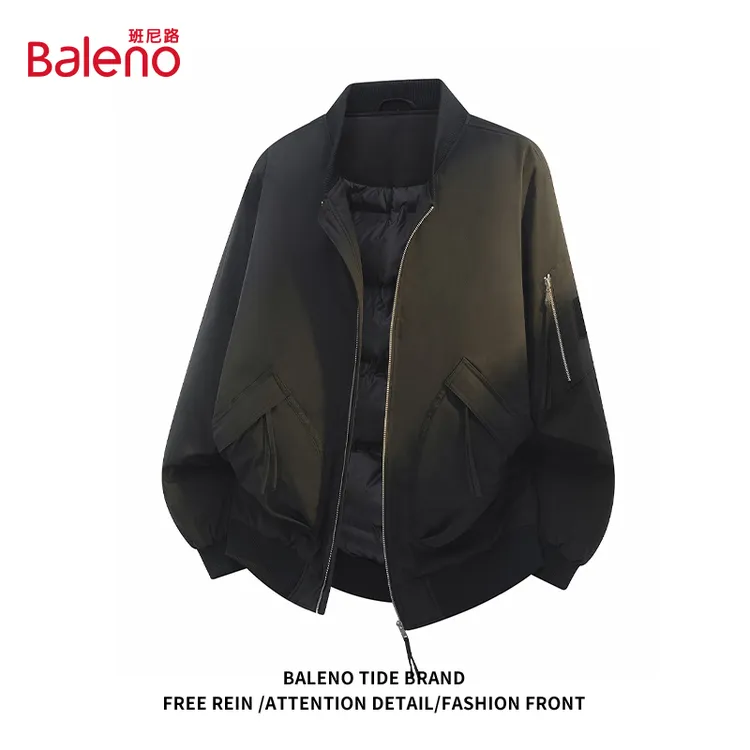 班尼路棒球领棉衣男士潮流美式复古外套秋冬新款加厚保暖防风棉服