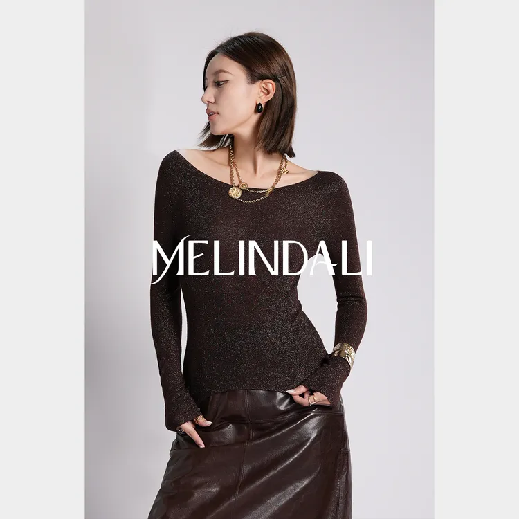 Melinda Li【打底Queen】18针澳洲美丽诺羊毛细闪金银丝显瘦打底衫