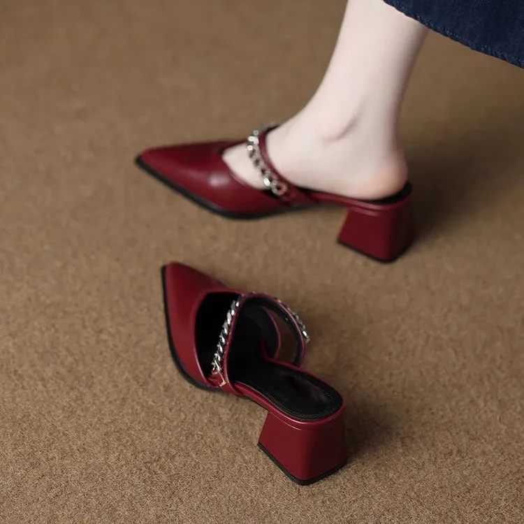 增高绝美时尚高级感包头半拖鞋女外穿凉拖2025夏日配裙子高跟单鞋