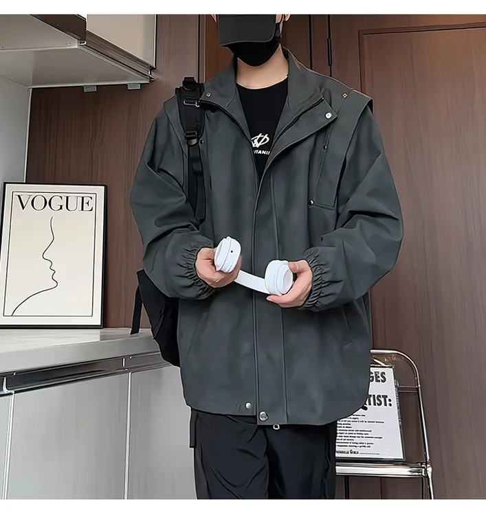 美式机能皮衣外套男宽松百搭复古休闲潮流PU皮夹克秋冬季新款机车