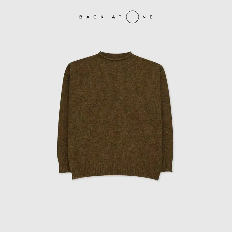BACKATONE“梧桐金秋”康赛妮丝羊绒咖绿色针织衫 BFF-1AB514H-K 