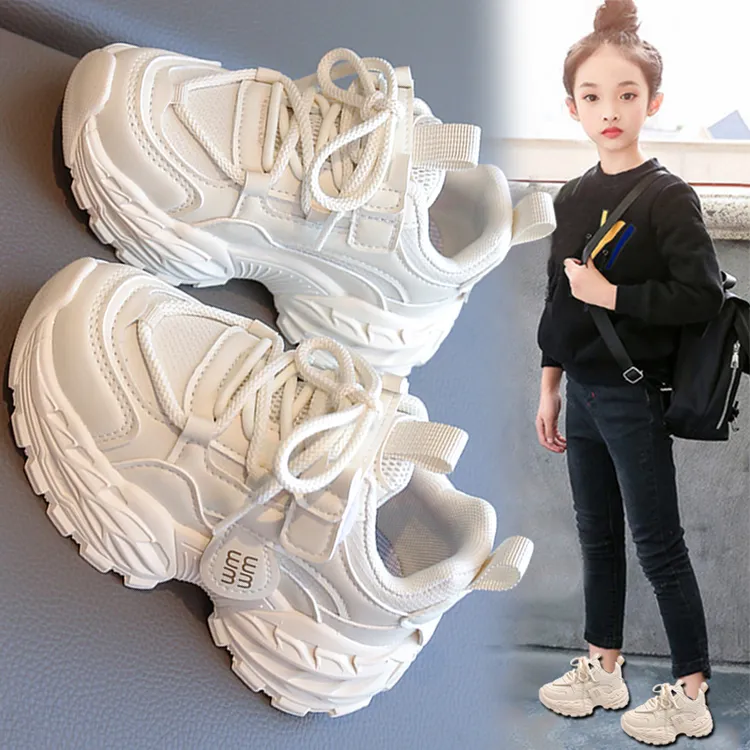 ABC女童鞋子秋款2025新款儿童运动鞋休闲女孩小白老爹鞋大童跑步