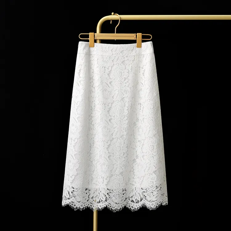 高级感法式白色蕾丝半身裙女夏季2025新款流苏a字裙直筒裙中长款