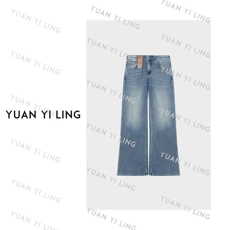 袁艺灵【V家神裤】设计款百搭复古水洗轻奢氛围牛仔长裤3003