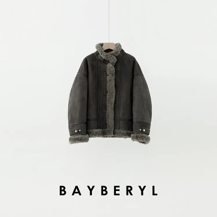 FF-BAYBERYL老贝征途*立领时髦拼接御寒秋冬一体皮衣PY5G3108