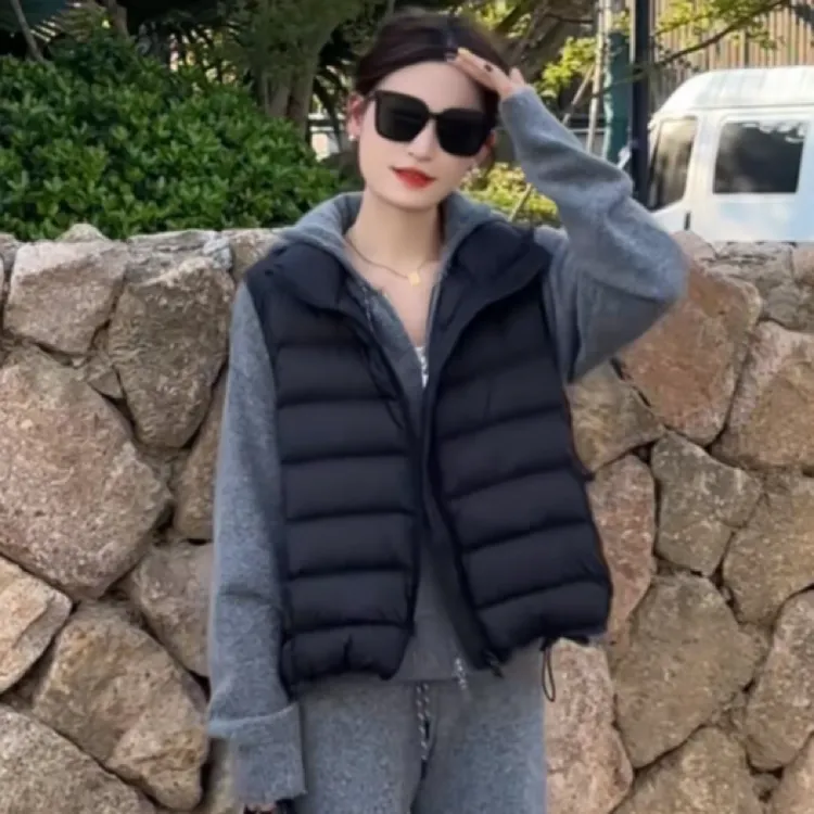 高级感立领白鸭绒时尚马甲短外套女2025秋冬新款时尚洋气背心上衣