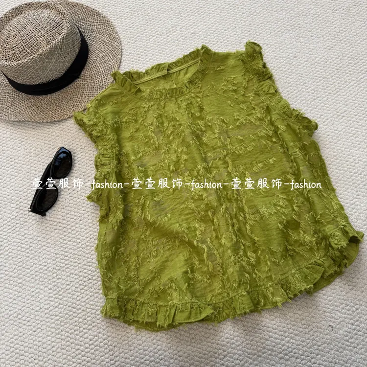 【萱萱服饰】DX1103夏季新款高级韩版潮流时尚设计师款圆领套头短袖