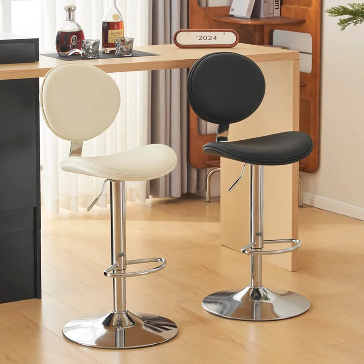 猫抓皮现代简约轻奢家用旋转升降吧台椅子酒吧椅高脚凳岛台靠背椅