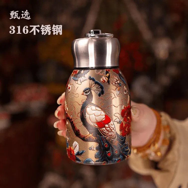 【现货现发】复古中国风国潮水杯316不锈钢保温杯旅行口袋创意茶杯