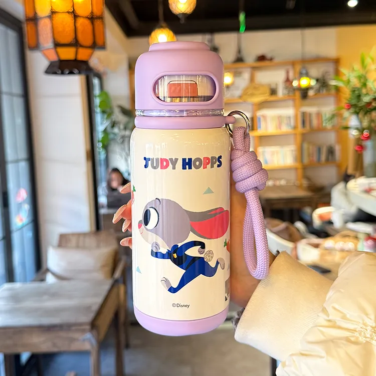 朱迪尼克卡通保温杯女士高颜值2025新款便携学生上学水杯吸管杯子