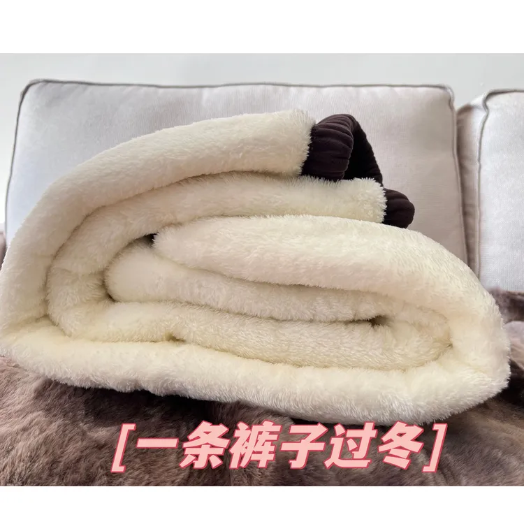 2025三层加绒加厚直筒束脚裤睡裤女棉裤冬季保暖修身可居家可外穿