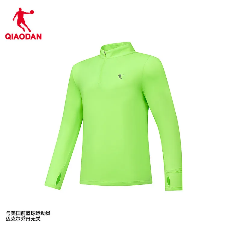 乔丹飞影绿马拉松跑步运动长袖男生2025新款透气速干排汗上衣