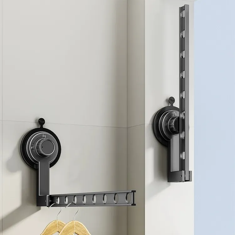 吸盘折叠晾衣架阳台家用免打孔晾衣杆旅行便携式壁挂晾衣神器