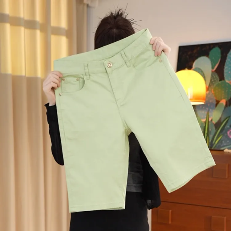抹茶绿男士五分短裤2025夏季新款时尚休闲潮流修身潮百搭男装中裤