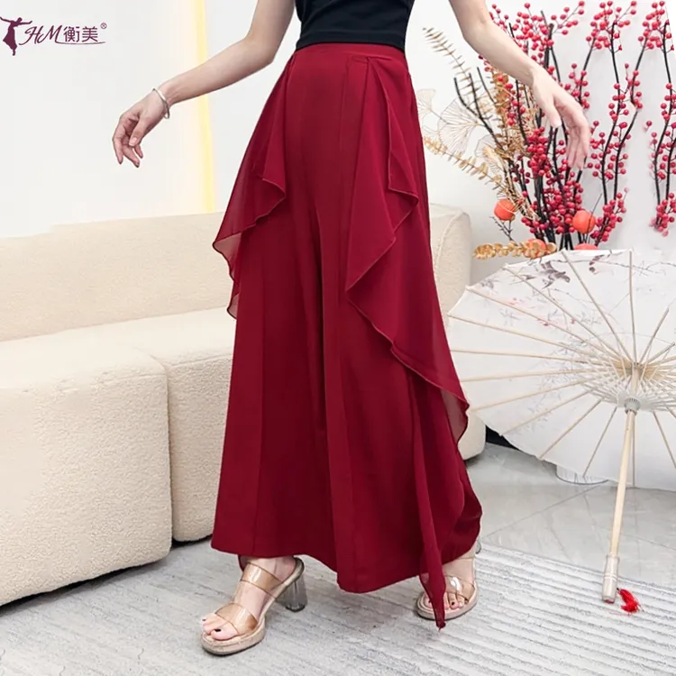 现代舞服练功服飘逸舞蹈服高腰阔腿裤中国古典舞演出舞蹈裤女新款