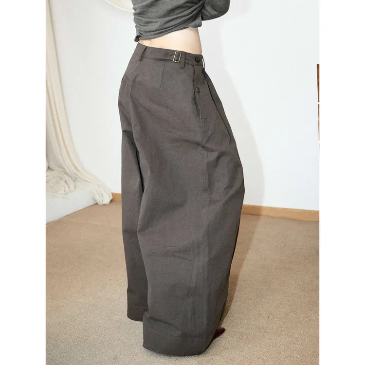COCONUTPLAM*UNISEX  双侧褶裥结构复古A型阔腿裤