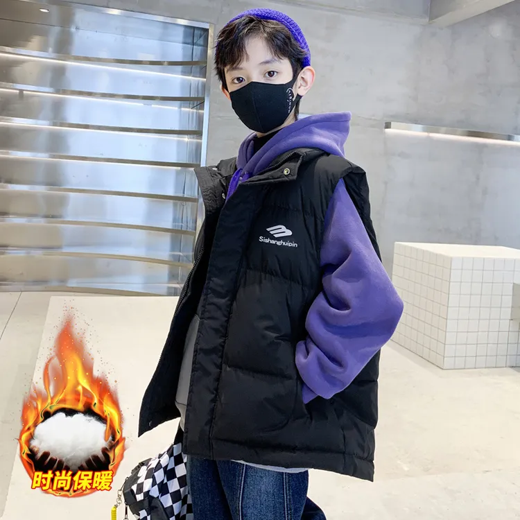 儿童装男童马甲秋冬款2026新款背心大童加厚男孩外穿绒棉冬季潮