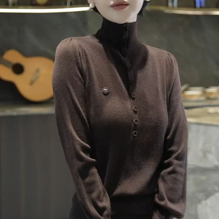 名港女装【低调浮华】半高领上衣针织打底衫女2025新款爆款MG8326