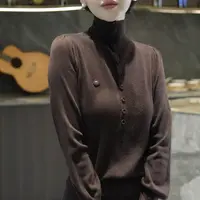 名港女装【低调浮华】半高领上衣针织打底衫女2025新款爆款MG8326