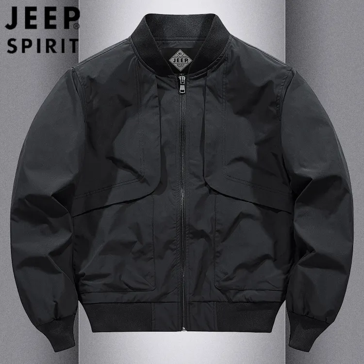 JEEPSPIRIT吉普休闲男士夹克外套春秋季美式复古宽松棒球领外套男