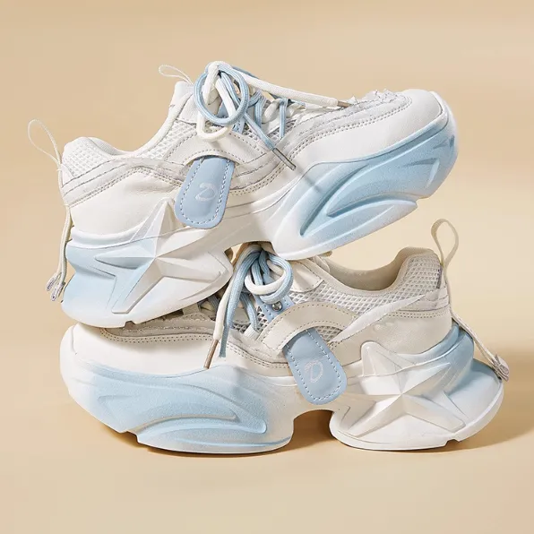 纪诗哲女鞋轻便透气厚底增高老爹鞋女新款潮流百搭时尚休闲运动鞋