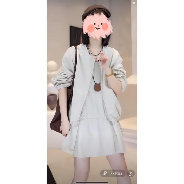 2025春季时尚宽松显瘦复古圆领拉链设计感套装