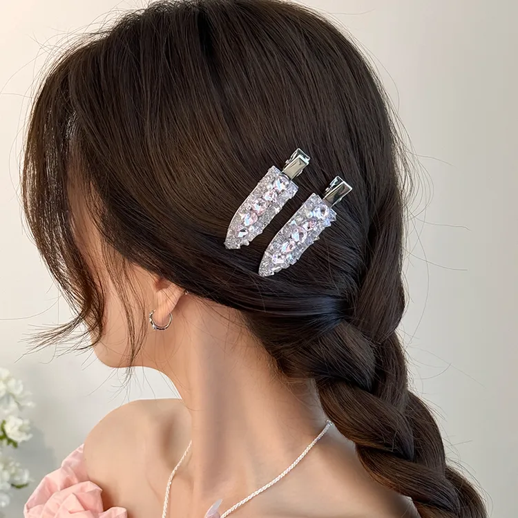 I&G莓果奶泡水钻发夹侧边夹精致高级感无痕鸭嘴夹刘海碎发卡子