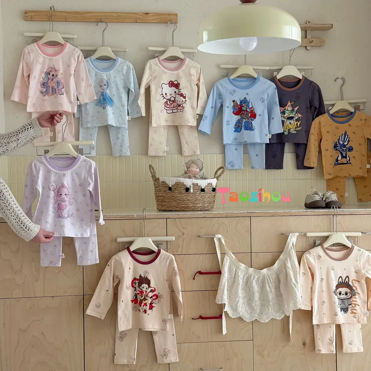 10A抗菌山茶花香95棉200克莱卡二儿童家居服秋衣套装5242