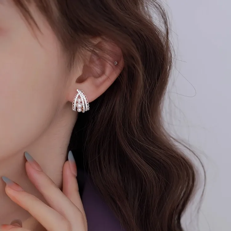 Catia Seli 足银耳饰 法式轻奢小众高级感耳环女999纯银珍珠耳钉