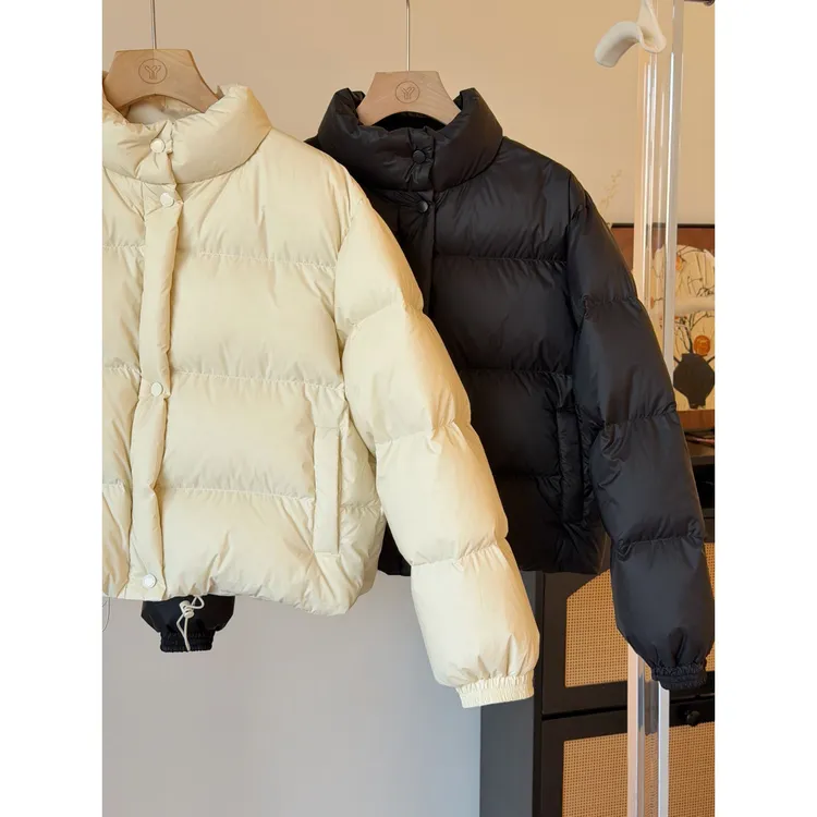 小个子圆圆Y9924奶油蛋糕95白鸭绒立领时尚短款羽绒服保暖面包服