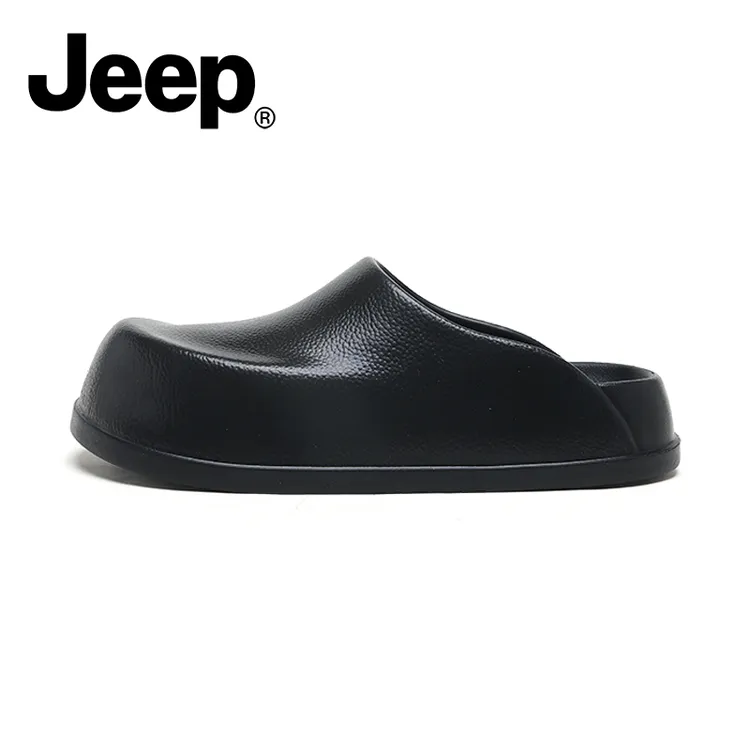 JEEP/吉普厨师鞋男士厚底外穿防滑休闲包头拖懒人一脚蹬勃肯鞋