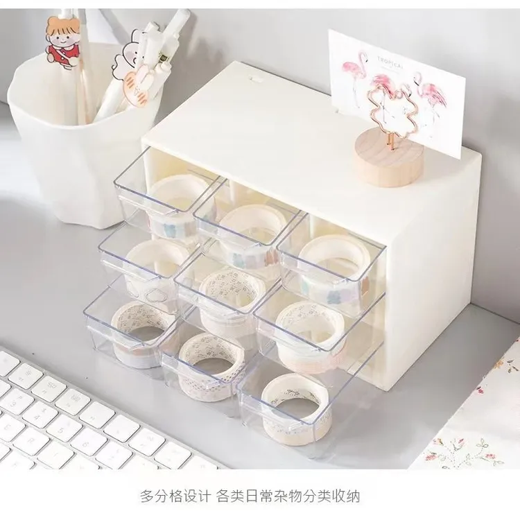 透明抽屉式大容量分格办公室整理盒收纳盒+桌面收纳盒+首饰收纳适